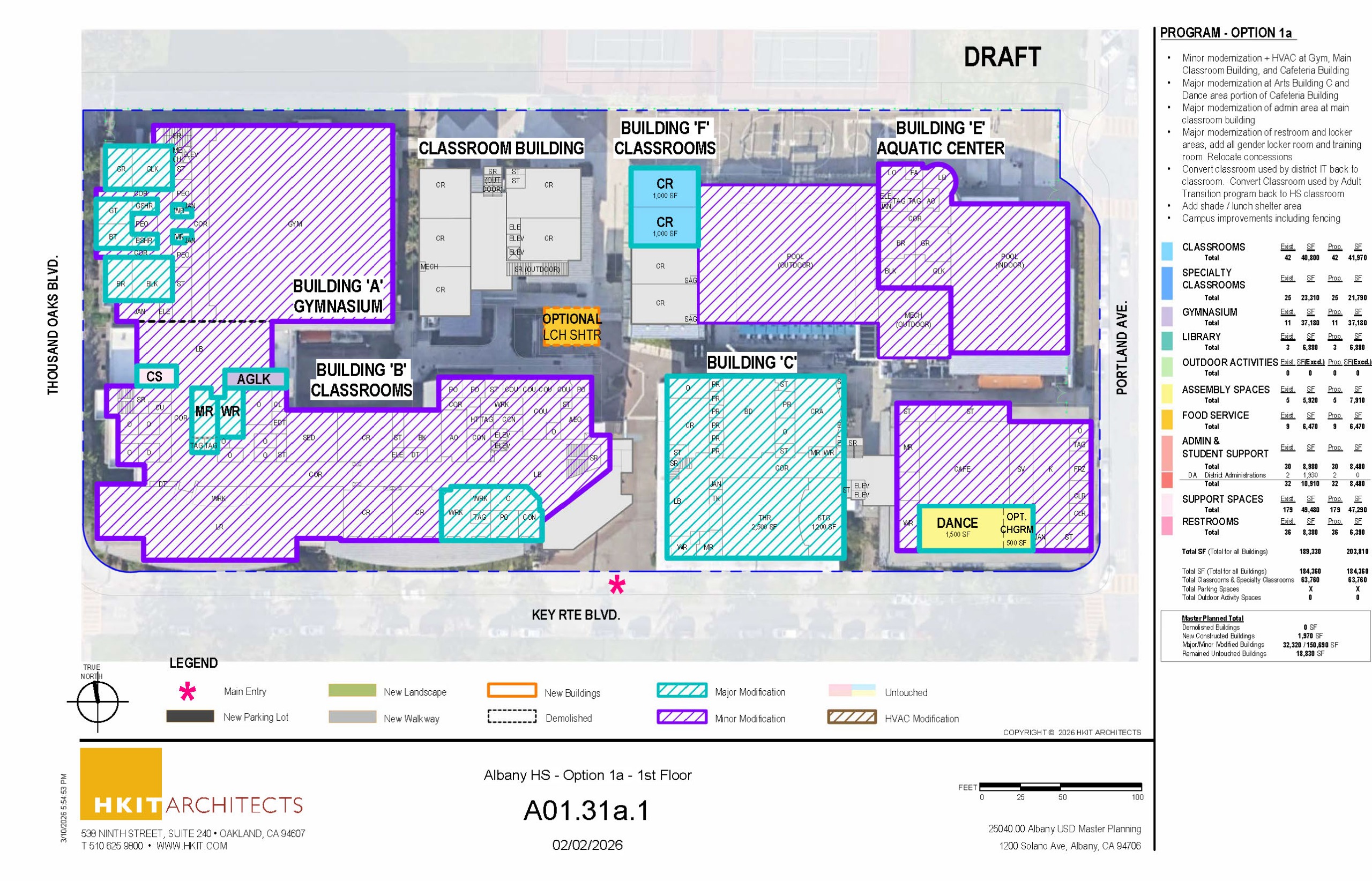 First floor plans of AHS showing areas of minor and major modernization as described above.