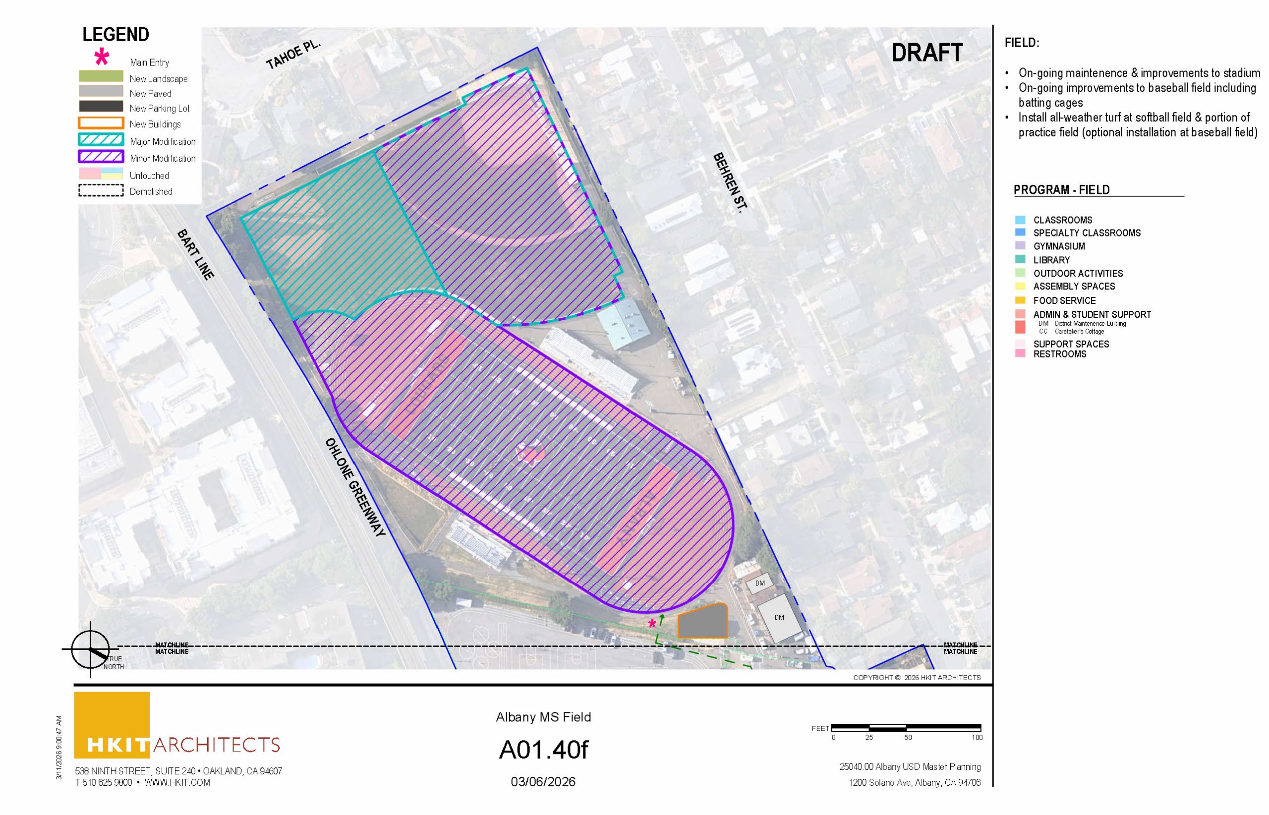 Plan of fields and outbuildings showing proposed proposed improvements to fields and stadium