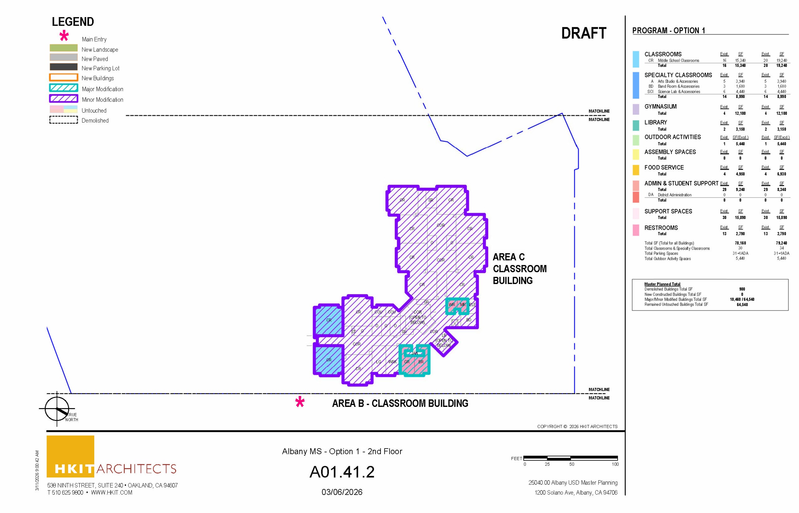 AMS main building 2nd floor master plan showing minor modernizations to building throughout